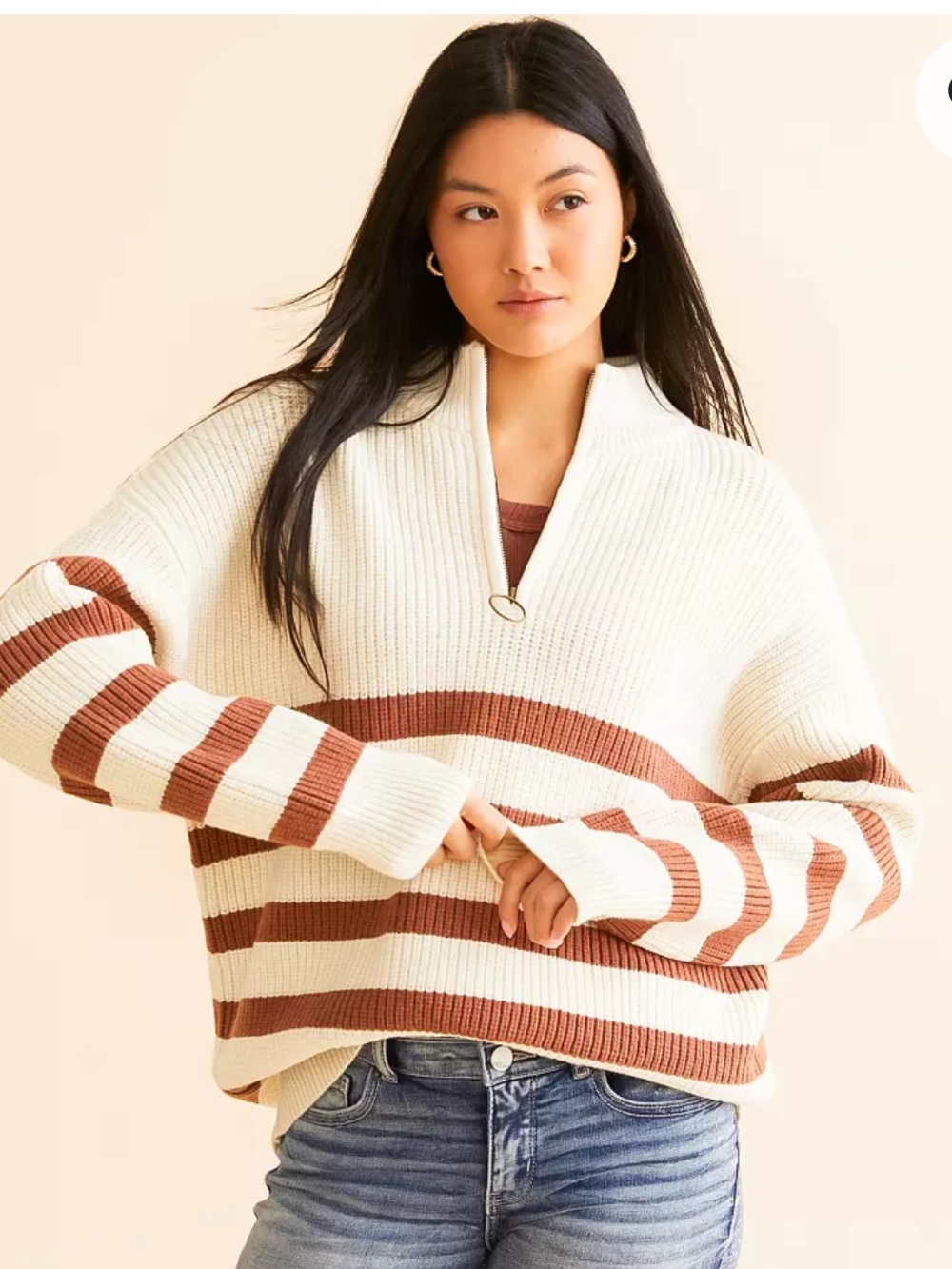 BKE Striped Quarter Zip‎ Sweater